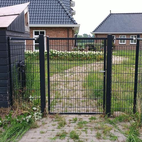 Stevige zwarte tuinpoort, totaal 300 cm breed, Tuin en Terras, Tuinpoorten, Gebruikt, Draaipoort, IJzer, 150 tot 200 cm, 100 tot 150 cm