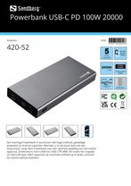 Powerbank USB-C PD 100W 20000 geschikt voor alle merken, Nieuw, Verzenden, Sandberg