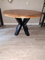 industriële mangohouten ronde eettafel, Huis en Inrichting, Tafels | Eettafels, Ophalen, Gebruikt, Rond, Metaal