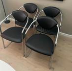 4x Effezeta Zwarte Stoelen met Chrome Frame, Huis en Inrichting, Stoelen, Ophalen, Zwart, Zo goed als nieuw, Vier