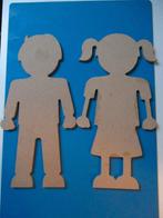 Houten figuren jongen en meisje - decopatch - hobby - 30 cm, Hobby en Vrije tijd, Knutselen, Ophalen of Verzenden, Zo goed als nieuw