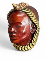 Vintage Achatit Duitsland Houten Masker Wanddecoratie, Ophalen of Verzenden