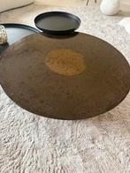 Karwei bijzettafel roest bruin/ bruin glas. 60x40, 45 tot 60 cm, Minder dan 55 cm, Rond, Ophalen of Verzenden