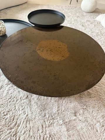 Karwei bijzettafel roest bruin/ bruin glas. 60x40 beschikbaar voor biedingen