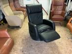 Relaxfauteuil zwart leder, Ophalen of Verzenden, Zo goed als nieuw, 50 tot 75 cm