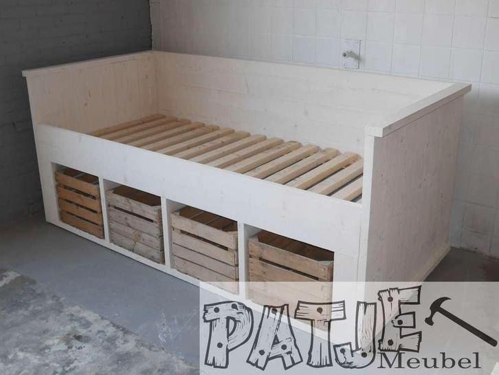 Nieuw leuke stevige fruitkistbed steigerhout, Kinderen en Baby's, Kinderkamer | Bedden, Nieuw, 180 cm of meer, 85 tot 100 cm, Ophalen of Verzenden