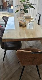 Eiken eettafel+ eetbankje+ salontafel met matrix poten, Huis en Inrichting, Complete eetkamers, 4 tot 6 stoelen, Zo goed als nieuw