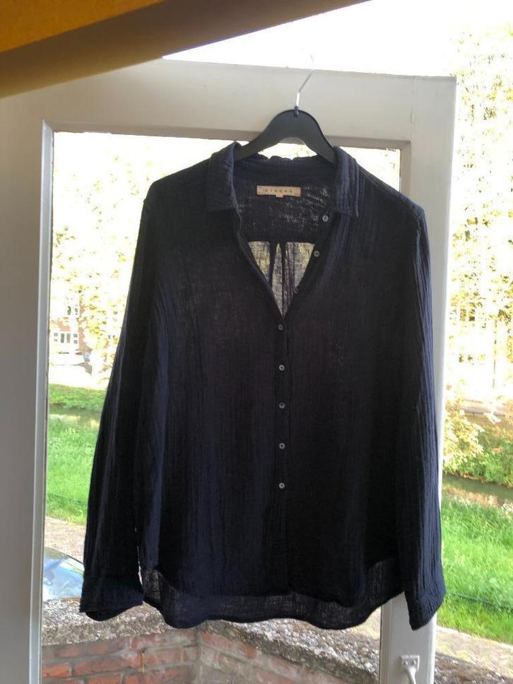 donkerblauwe Xirena blouse wafelkatoen mt S, M kan ook, Kleding | Dames, Blouses en Tunieken, Gedragen, Maat 36 (S), Blauw, Ophalen