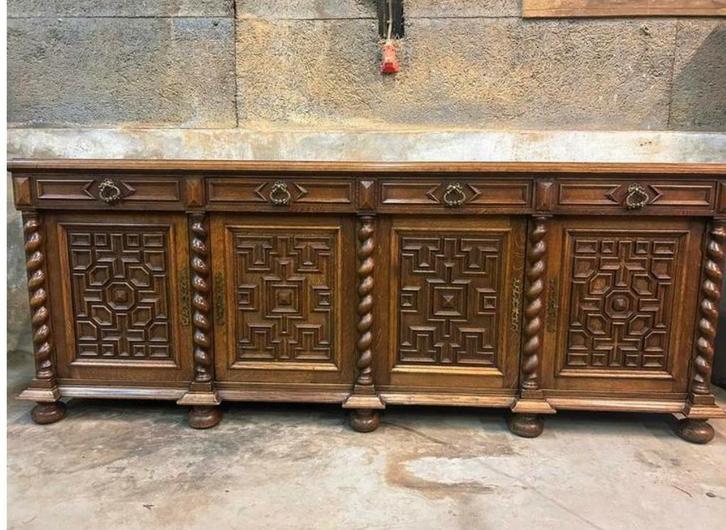 Uniek antiek eiken dressoir 260cm breed, Antiek en Kunst, Antiek | Meubels | Kasten, Ophalen