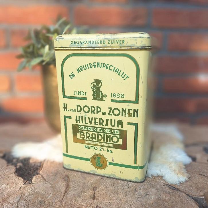 Vintage groot blik H. van Dorp Hilversum, Verzamelen, Blikken, Gebruikt, Overige, Overige merken, Ophalen of Verzenden