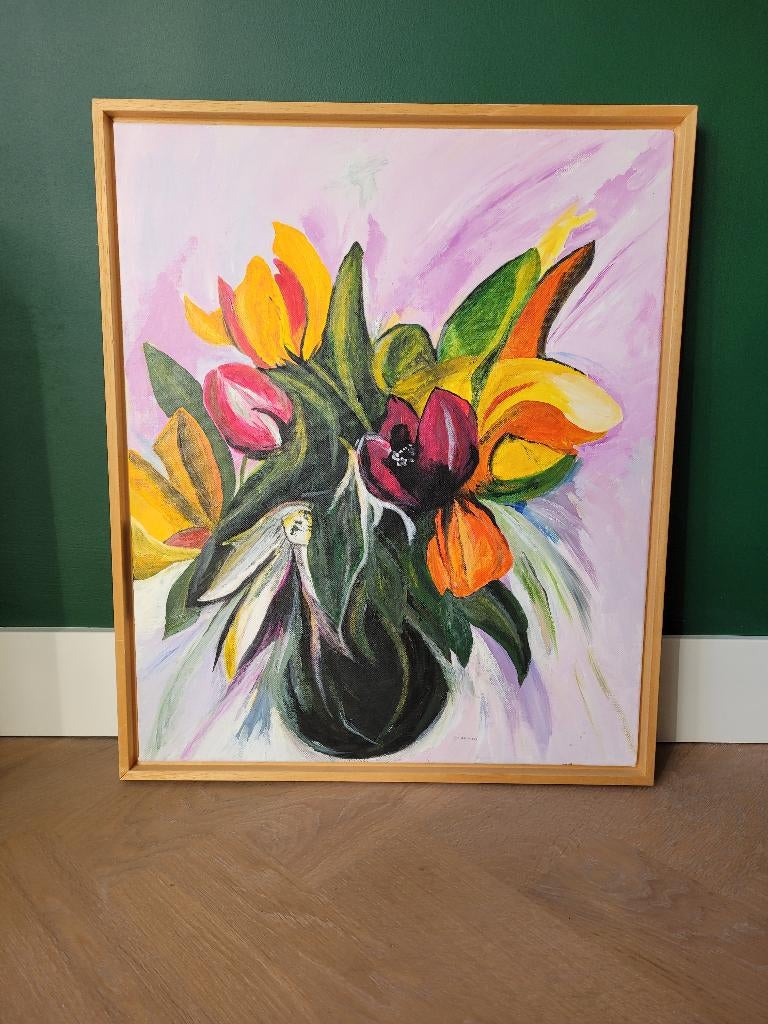 Bloemenschilderij, Antiek en Kunst, Ophalen of Verzenden