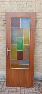 Kamerdeur met glas in koper, Doe-het-zelf en Verbouw, Deuren en Horren, Ophalen, Gebruikt, Minder dan 80 cm, Binnendeur