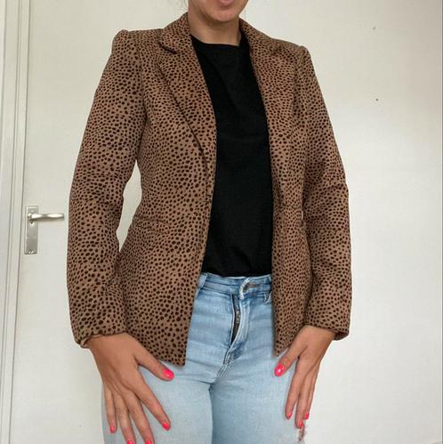 My Jewellery panterprint blazer maat S, Kleding | Dames, Jasjes, Kostuums en Pakken, Zo goed als nieuw, Bruin, Ophalen of Verzenden