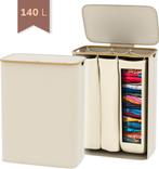 Wasmand 3Vakken 140L-57x37x75cm-Opvouwbare Wasmand met Dekse, Ophalen of Verzenden, Nieuw, Beige, Handdoekenrek