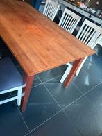 Uitschuifbare houten eettafel + 6 stoelen, Huis en Inrichting, Tafels | Eettafels, Ophalen, Gebruikt, Eikenhout, 200 cm of meer