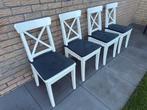 Ikea Ingolf keukenstoelen / eetkamerstoelen, Huis en Inrichting, Stoelen, Ophalen, Gebruikt, Wit, Vier
