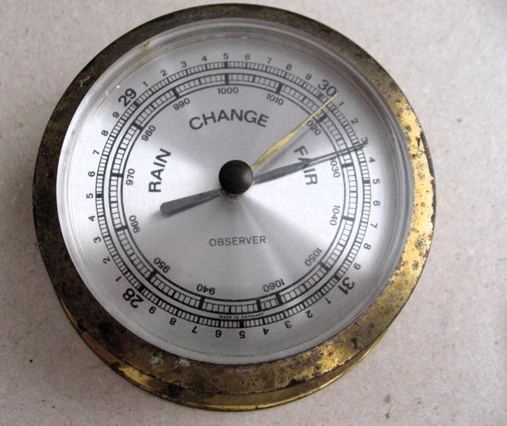Vintage Observer barometer, messing, Antiek en Kunst, Antiek | Gereedschap en Instrumenten, Ophalen of Verzenden