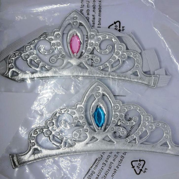 Nieuw ! Zilverkleurige Elastische Prinsessen Kroon Met Steen, Kinderen en Baby's, Carnavalskleding en Verkleedspullen, Nieuw, Meisje