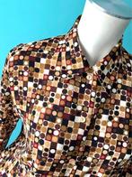 Vintage jaren 70 blouse bruin/beige motief maat 38, Kleding | Dames, Blouses en Tunieken, Maat 38/40 (M), Bruin, Verzenden, Vintage
