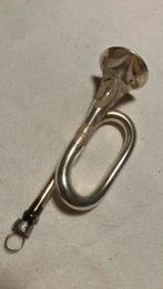 Vintage antieke kerstbal, trompetje beschilderd zilver, Ophalen of Verzenden, Zo goed als nieuw