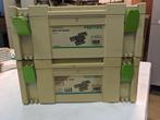2 Festool systainers voor en gevuld met Domino's., Doe-het-zelf en Verbouw, Ophalen of Verzenden, Nieuw, Elektrisch, Bovenfrees
