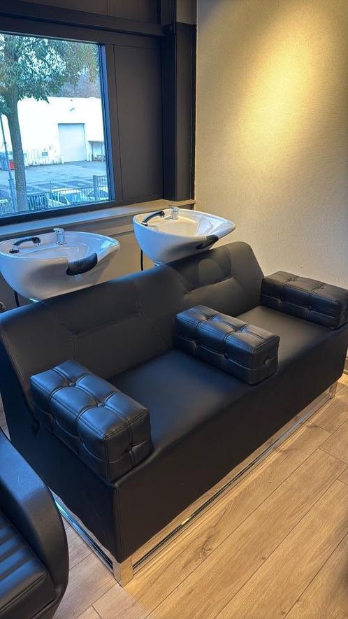 Korting dubbele wasunit 2 persoons kapsalon barbershop zwart, Huis en Inrichting, Stoelen, Nieuw, Vijf, Zes of meer stoelen, Kunststof