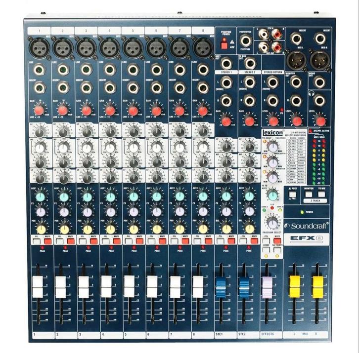 Soundcraft efx8 in uitmuntende staat met originele doos., Muziek en Instrumenten, Mengpanelen, Zo goed als nieuw, 10 tot 20 kanalen