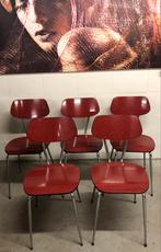 5 stoelen formica jaren zeventig, Ophalen, Gebruikt, Rood
