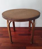 Bijzet tafeltje, metalen frame, vlechtwerk, vintage, Ophalen of Verzenden