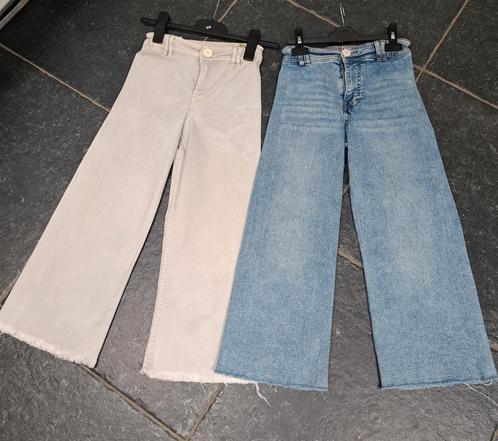 Zara wide leg jeans 2 stuks mt. 134, Kinderen en Baby's, Kinderkleding | Maat 164, Zo goed als nieuw, Meisje, Broek, Ophalen of Verzenden