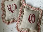 Brocante linnen geurkussentjes met monogram, Antiek en Kunst, Curiosa en Brocante, Ophalen of Verzenden