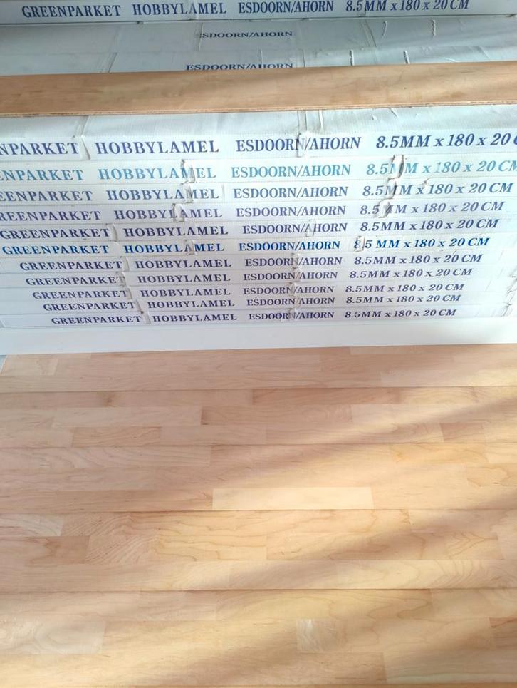 Nieuw Partij 100m2 ijzersterk lamelparket Maple Esdoorn, Doe-het-zelf en Verbouw, Vloerdelen en Plavuizen, Nieuw, Parket, Hout