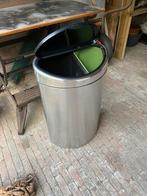 Brabantia prullenbak met 2 binnenemmers 10&23L, Ophalen, Zo goed als nieuw, Rvs, 75 cm of meer