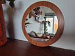 Vintage spiegel rond. Facet geslepen met teakhout., Huis en Inrichting, Ophalen of Verzenden, ., ., .