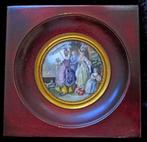 ==miniatuur-schilderij==op been==gezelschap==GESIGNEERD==, Ophalen of Verzenden