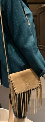 CHA, suede leren schoudertas beige 26x17, Overige merken, Beige, Nieuw, Ophalen of Verzenden