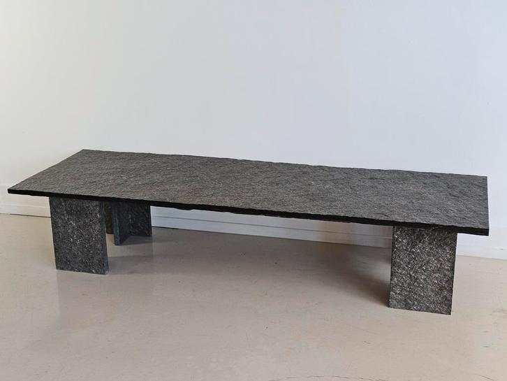Vintage leistenen salontafel coffee table leisteen, Huis en Inrichting, Tafels | Salontafels, Gebruikt, Minder dan 50 cm, 50 tot 100 cm