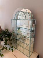 Glazen vitrinekastje met spiegelachterwand, Huis en Inrichting, Kasten | Vitrinekasten, O, O, Vintage, Glas