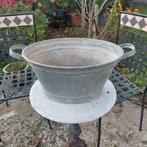 Oud  Zinken Teiltje, 46 x 30 x 20 cm, Gebruikt, 40 cm of meer, Rond, Minder dan 40 cm