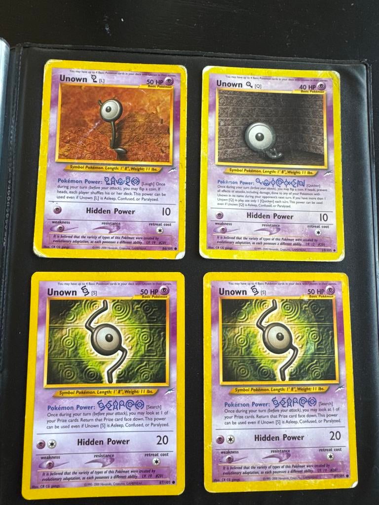 Pokémon Unown Kaarten - Set van 4, Ophalen, Gebruikt, Losse kaart