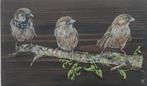 Schilderij Musjes op hout, Antiek en Kunst, Kunst | Schilderijen | Klassiek, Verzenden