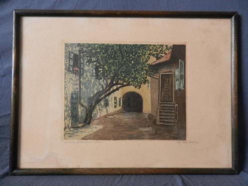 Ets + aquatint Geburtshaus / Geboortehuis Mozart in Salzburg, Antiek en Kunst, Kunst | Etsen en Gravures, Ophalen of Verzenden