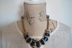 Gold & blue stones necklace (Forever 21), Ophalen of Verzenden, Nieuw, Blauw, Overige materialen