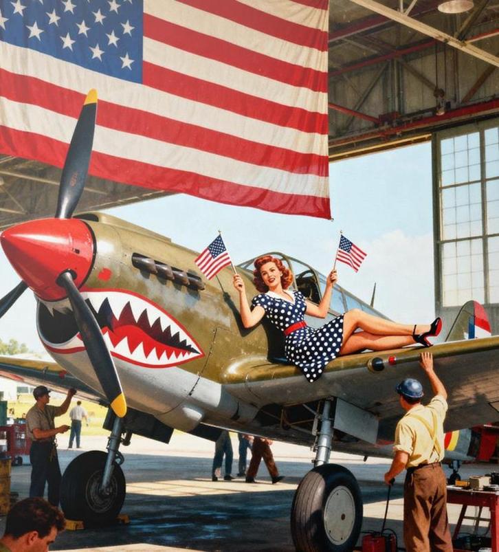 Curtiss P-40 Warhawk Pinup Leger Pin up Poster, Verzamelen, Militaria | Tweede Wereldoorlog, Foto of Poster, Nederland, Ophalen of Verzenden