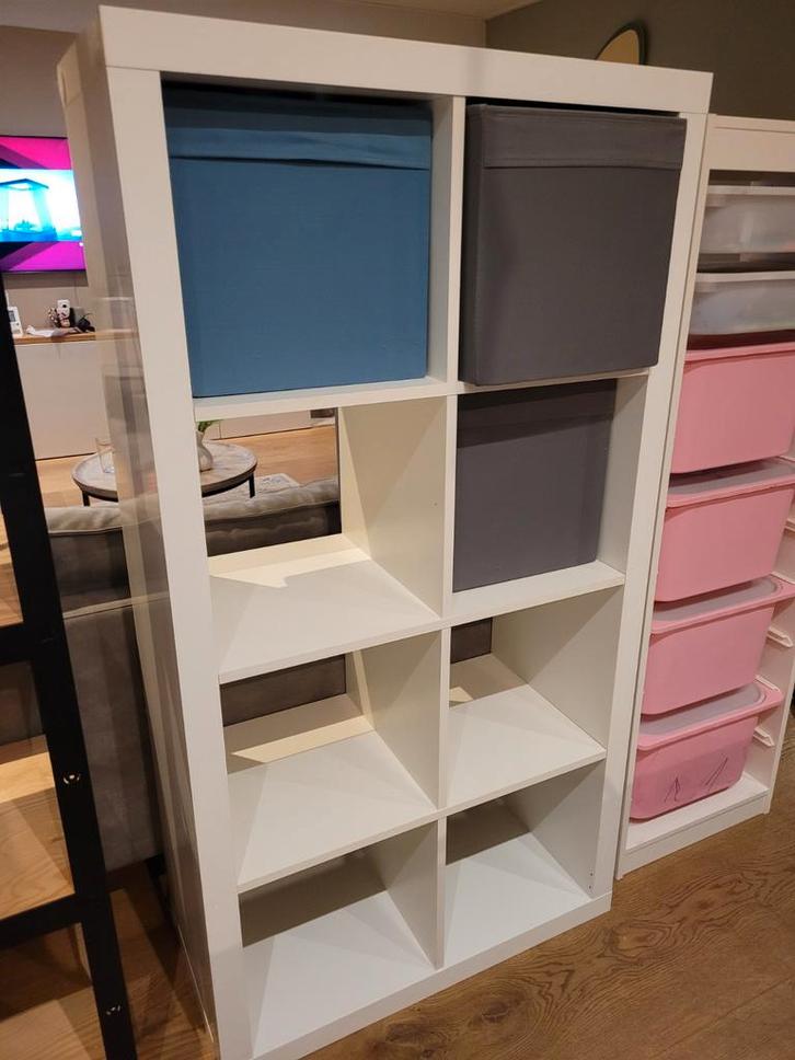 IKEA Vakken Kast kallax met 5 Stoffen Bakken, Huis en Inrichting, Kasten | Boekenkasten, Gebruikt, 50 tot 100 cm, Minder dan 100 cm