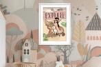 Kinderkamer / babykamer poster ‘Explore’ - Roze - A4 €9,95, Nieuw, Ophalen of Verzenden, Wanddecoratie, Info@mooody.nl