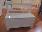 Witte houten bank met opbergruimte, Huis en Inrichting, Woonaccessoires | Kisten, Ophalen, Gebruikt, Grenenhout, Minder dan 50 cm