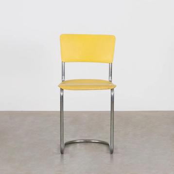 Set van 5 Gispen 108 stoelen geel skai origineel jaren 30 beschikbaar voor biedingen