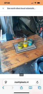 Een eiken houd zwaar salontafel met 2 laadjes te koop, Ophalen of Verzenden, Zo goed als nieuw