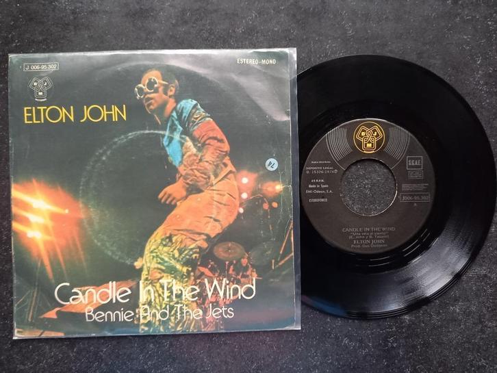 Elton John - Candle In The Wind 1974 Spaanse persing, Cd's en Dvd's, Vinyl Singles, Gebruikt, Single, Pop, 7 inch, Ophalen of Verzenden